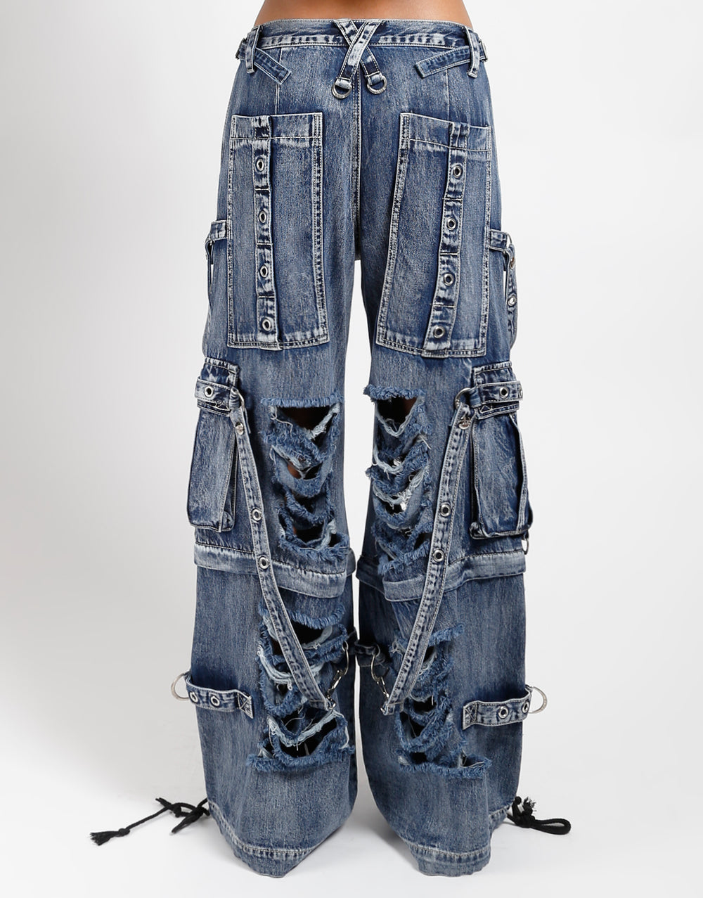 パンツ Tripp NYC indigo fog wash denim TRIPP NYC - SHREDDER DENIM FULL FORCE PANT INDIGO FOG WASH