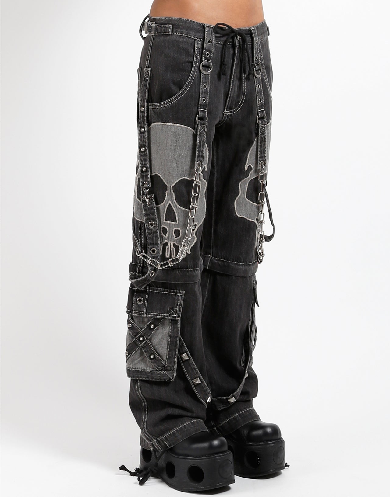 翌日発送 TRIPP NYC スカルプリント ワイドパンツ 黒 SCARE DARK STREET PANT BLACK DENIM – TRIPP NYC
