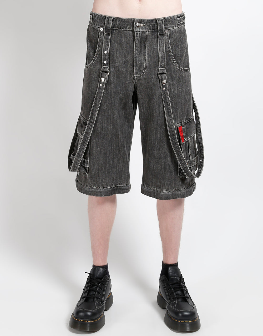 ZIP OFF CRUSH CARGO PANT BLACK DENIM