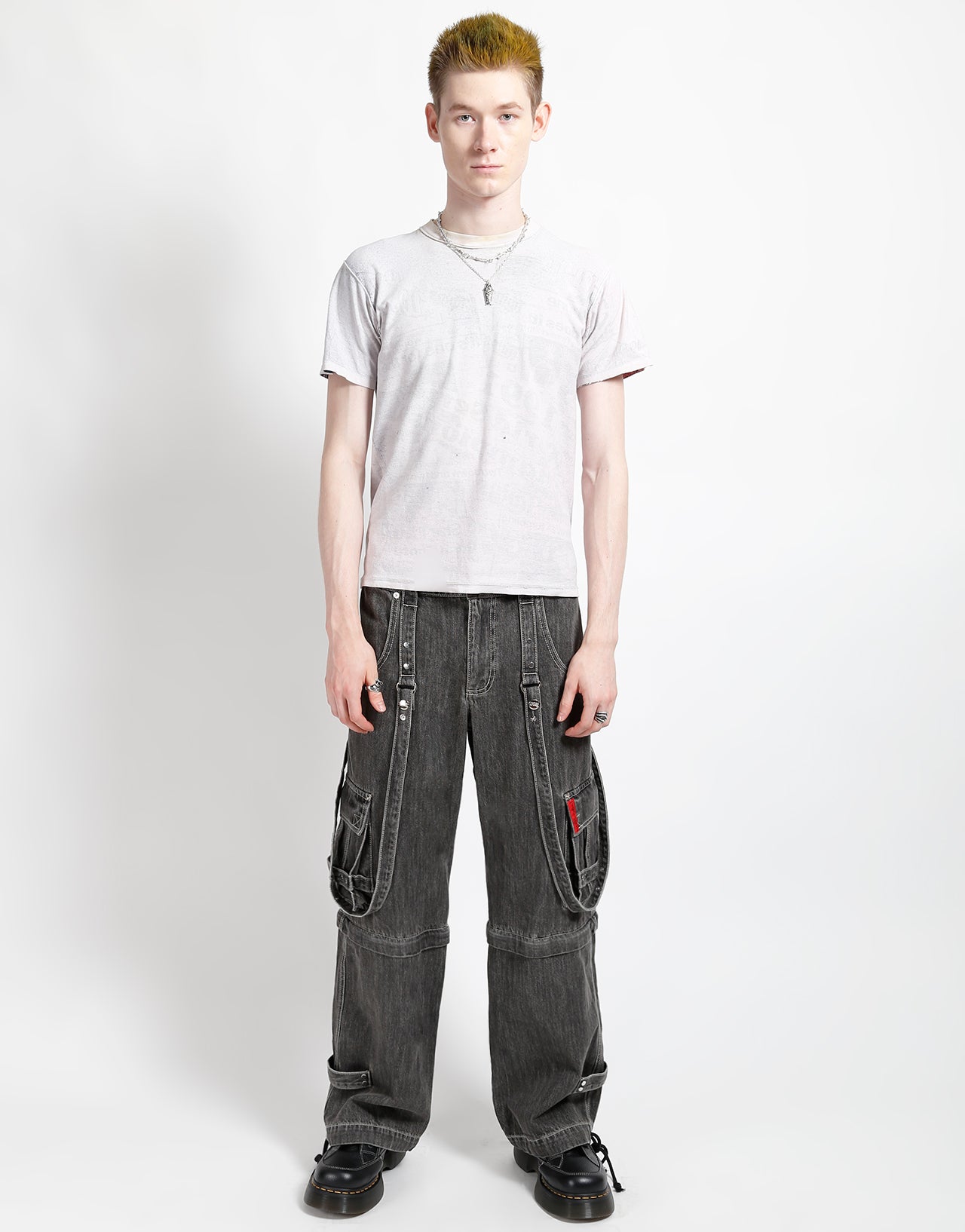 ZIP OFF CRUSH CARGO PANT BLACK DENIM
