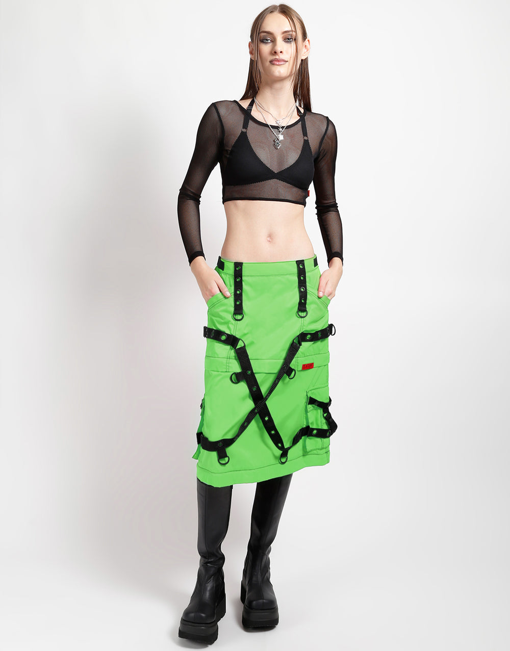 ZIP OFF MEGA NYLON SKIRT NEON LIME