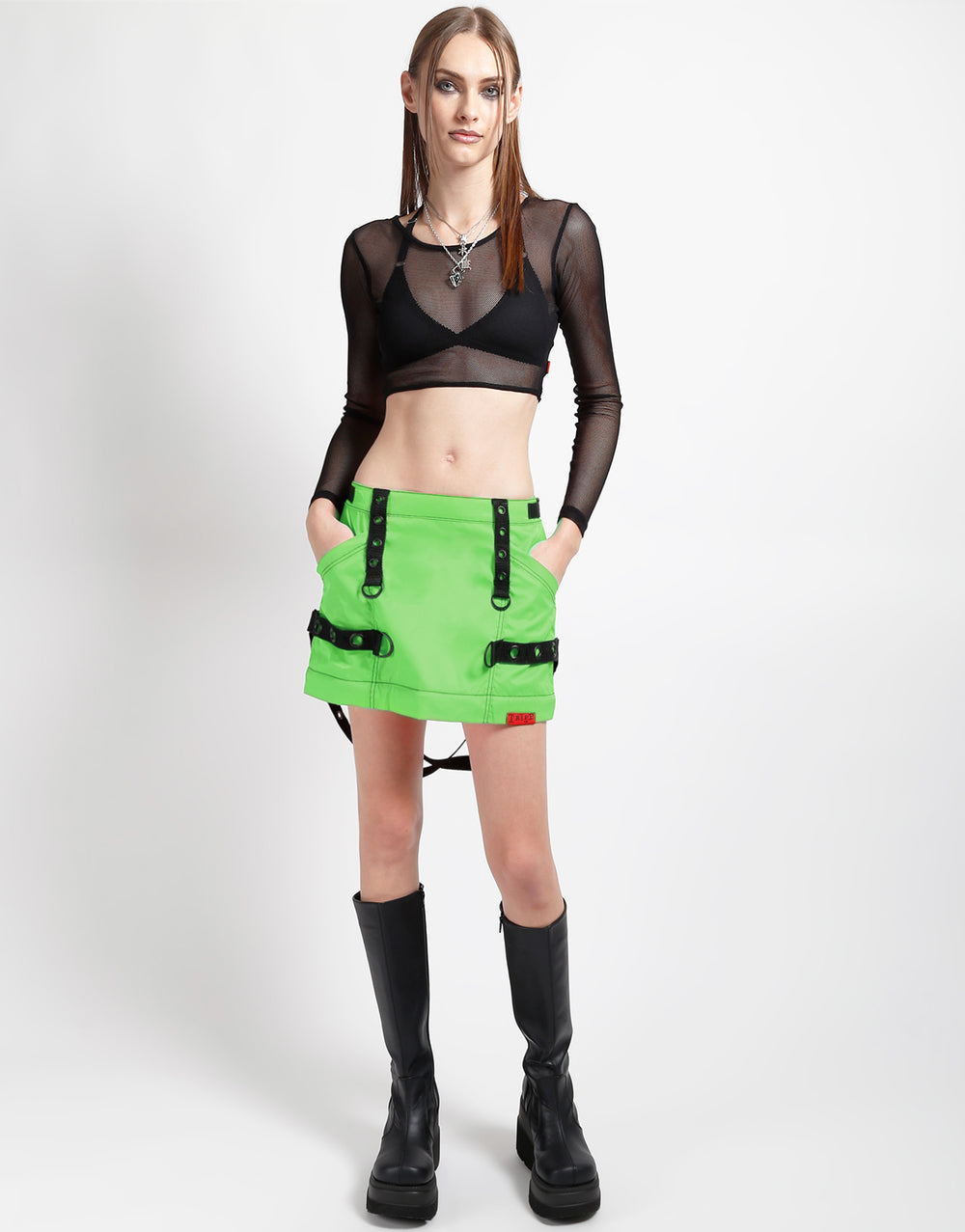 ZIP OFF MEGA NYLON SKIRT NEON LIME