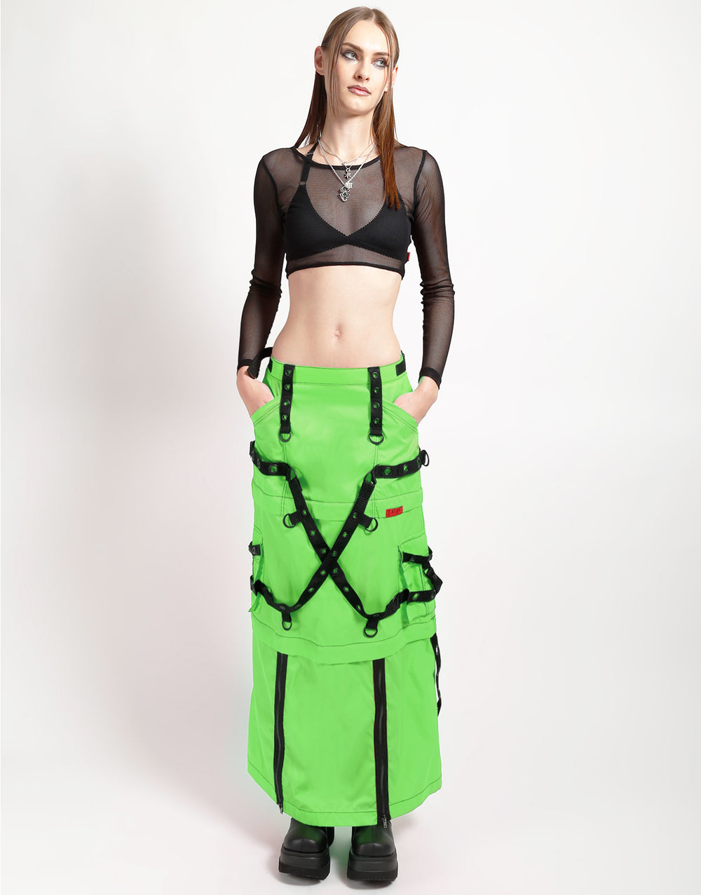 ZIP OFF MEGA NYLON SKIRT NEON LIME