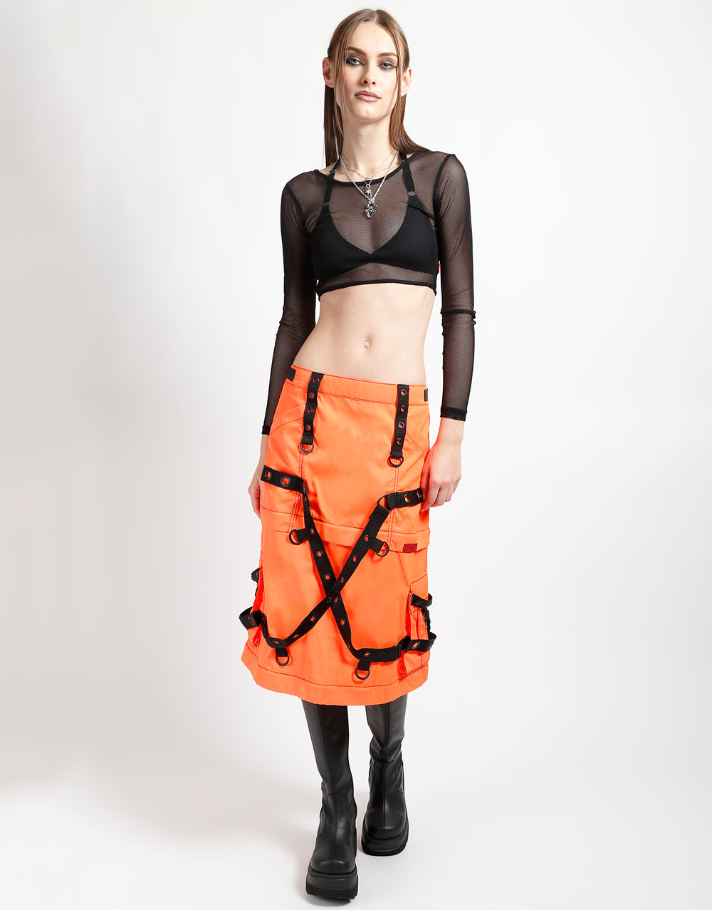 ZIP OFF MEGA NYLON SKIRT NEON ORANGE