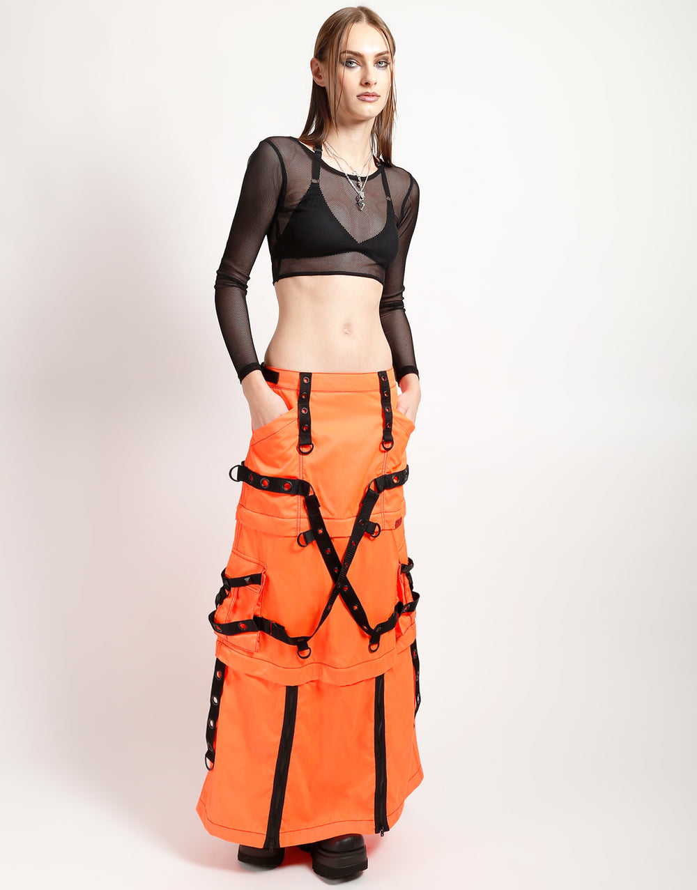 ZIP OFF MEGA NYLON SKIRT NEON ORANGE