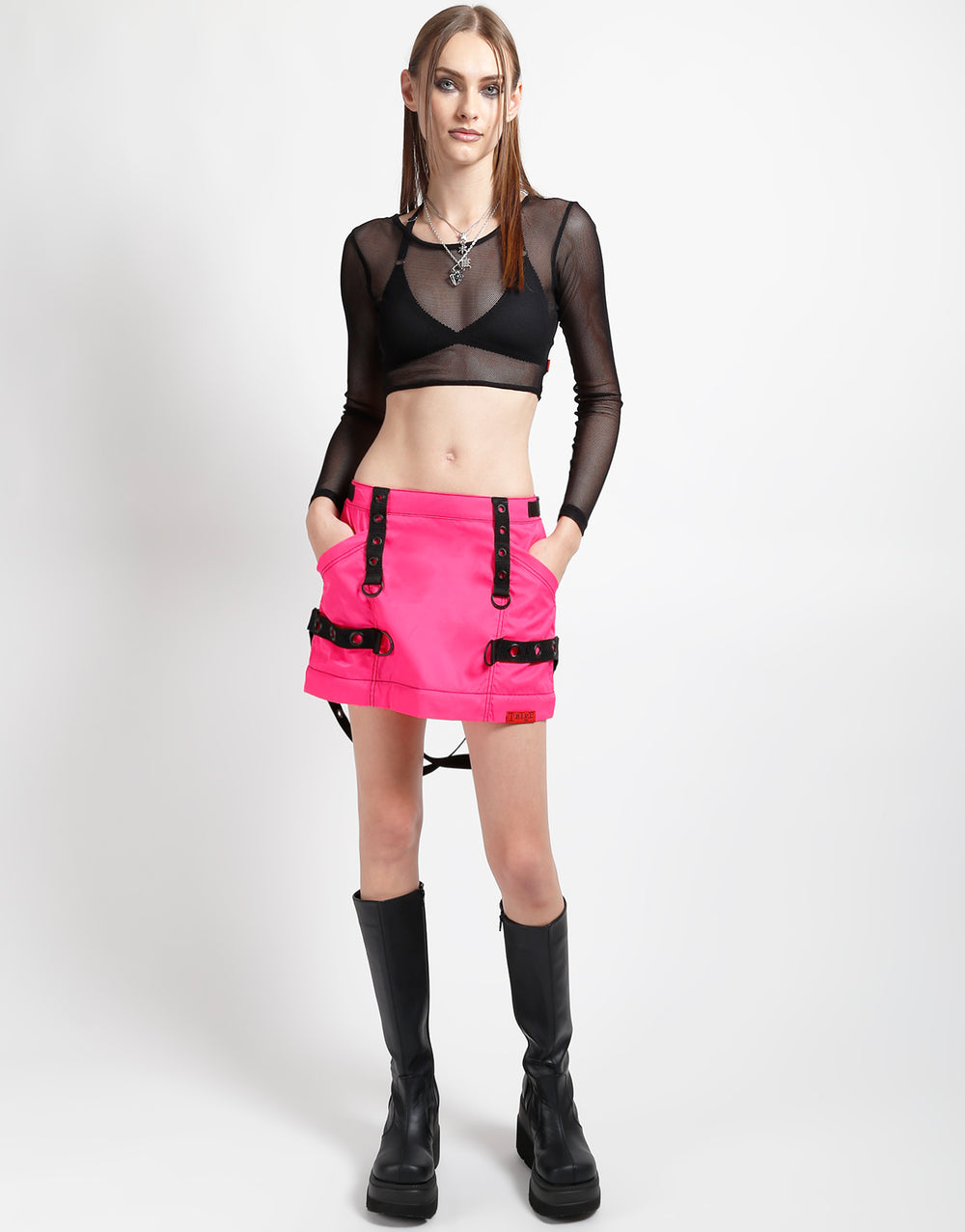 ZIP OFF MEGA NYLON SKIRT NEON PINK