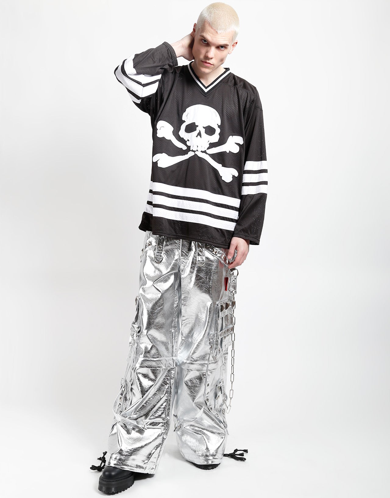 METALLIC SILVER STAR POWER PANT