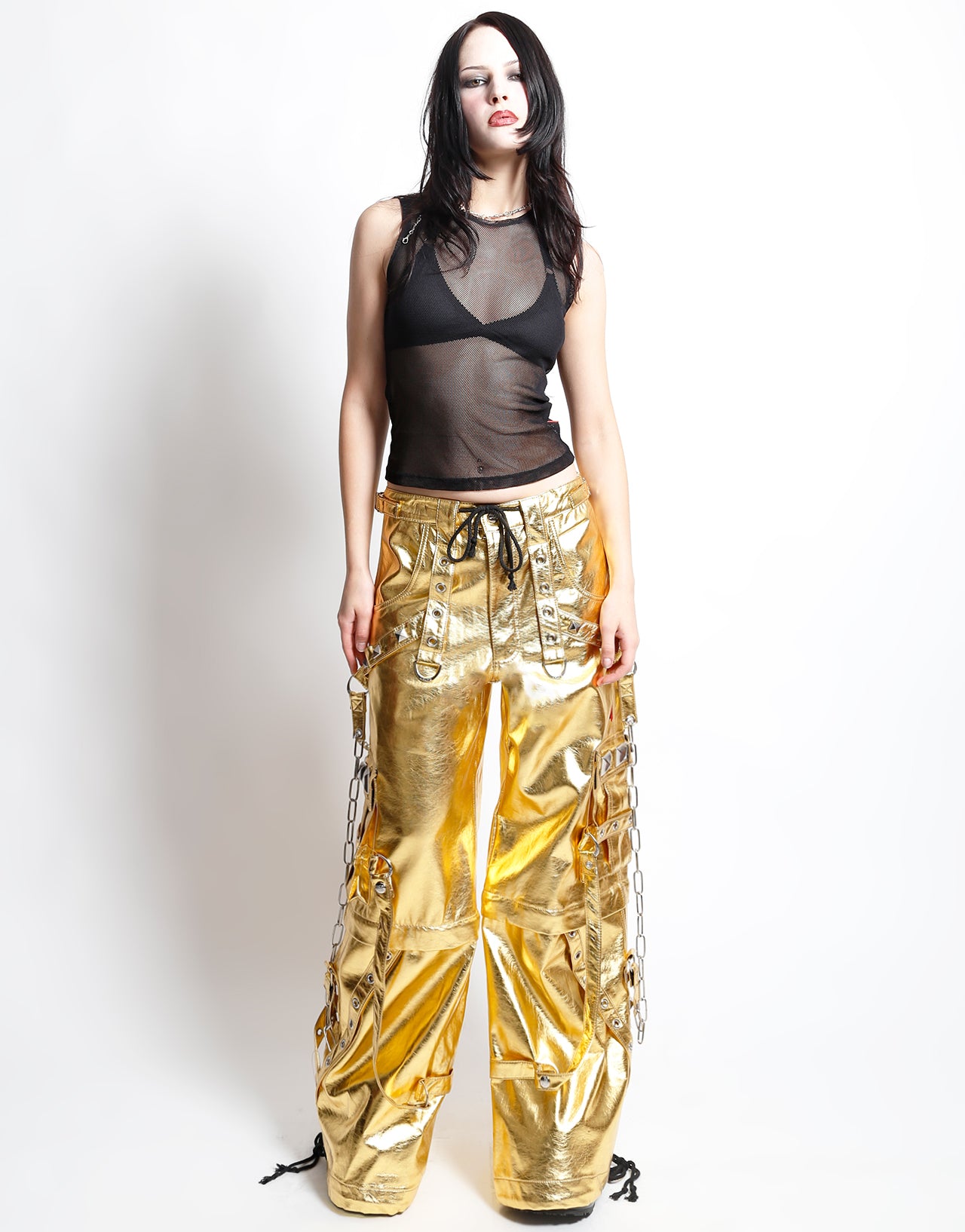 METALLIC GOLD STAR POWER PANT