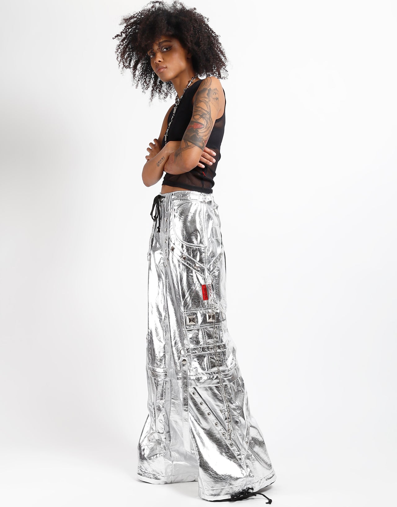 METALLIC SILVER STAR POWER PANT