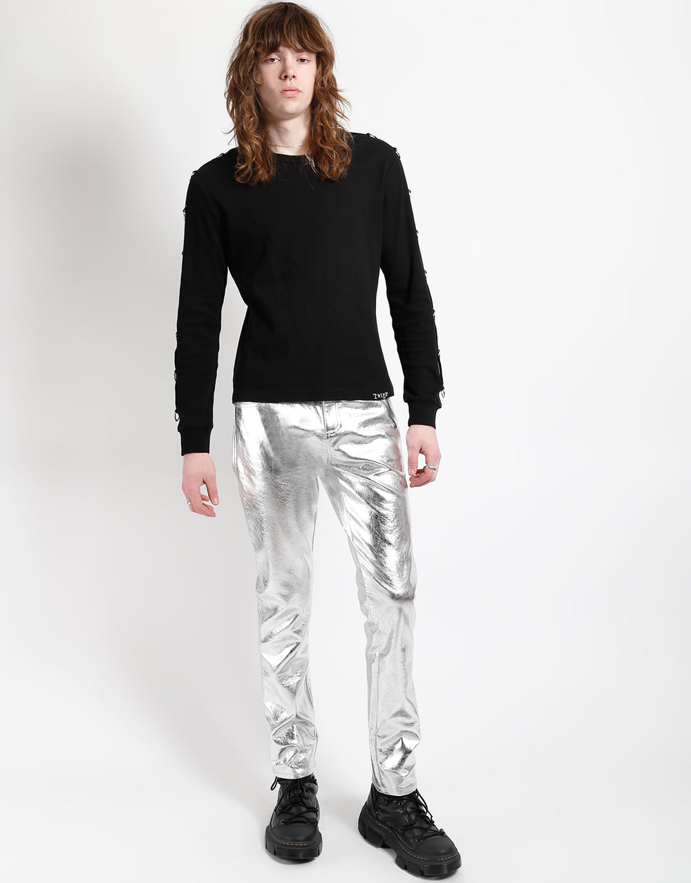 METALLIC FAUX LEATHER PANT