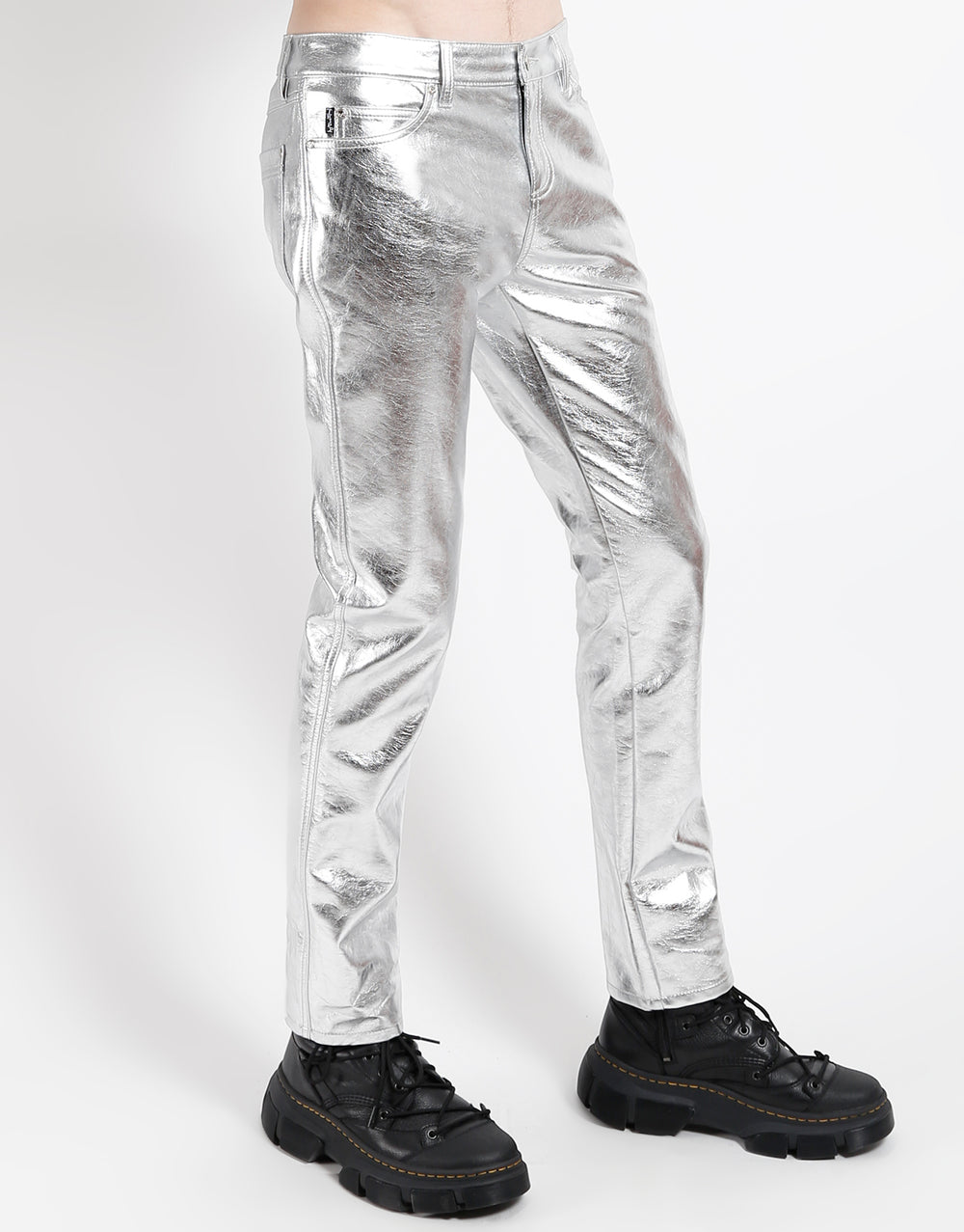 METALLIC FAUX LEATHER PANT