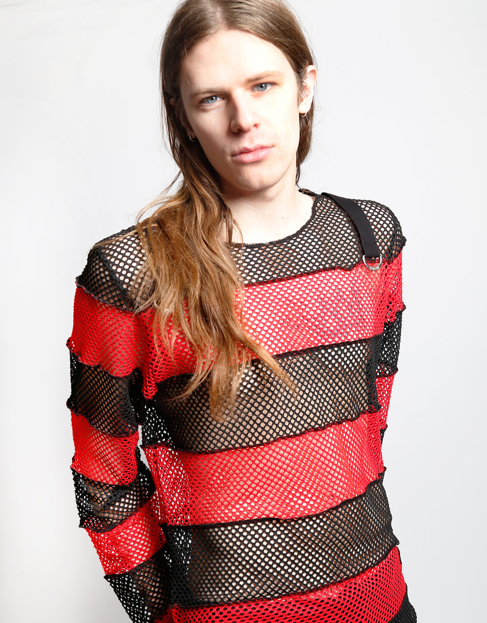 MEGA MESH STRIPE JERSEY BLACK/RED