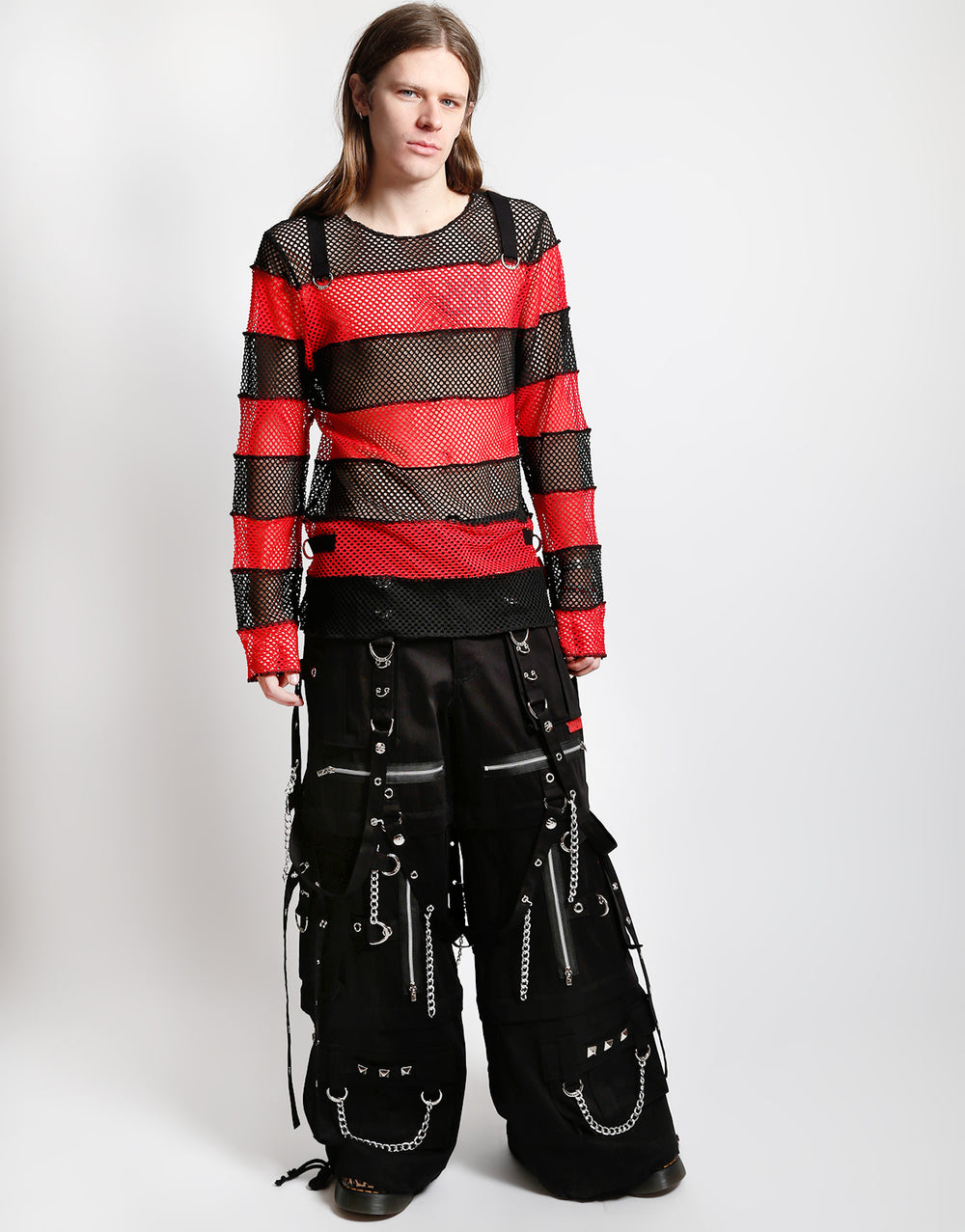MEGA MESH STRIPE JERSEY BLACK/RED