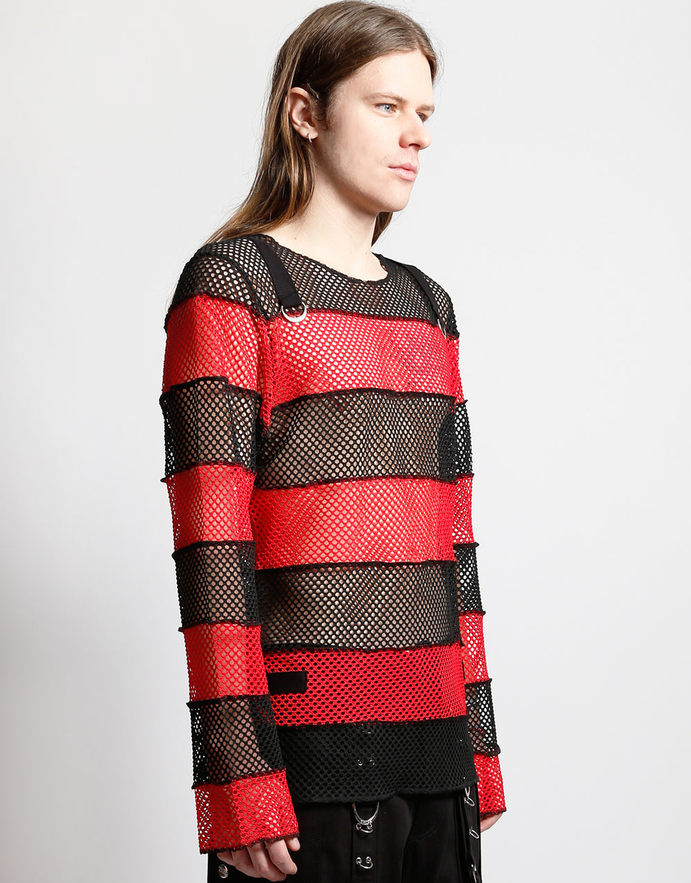 MEGA MESH STRIPE JERSEY BLACK/RED
