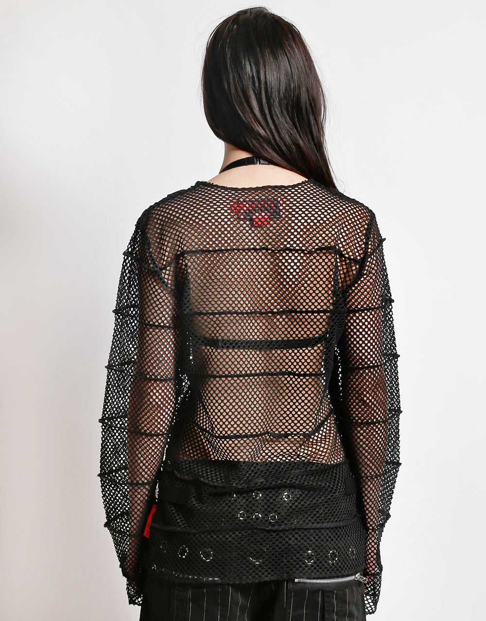 MEGA MESH STRIPE JERSEY BLACK