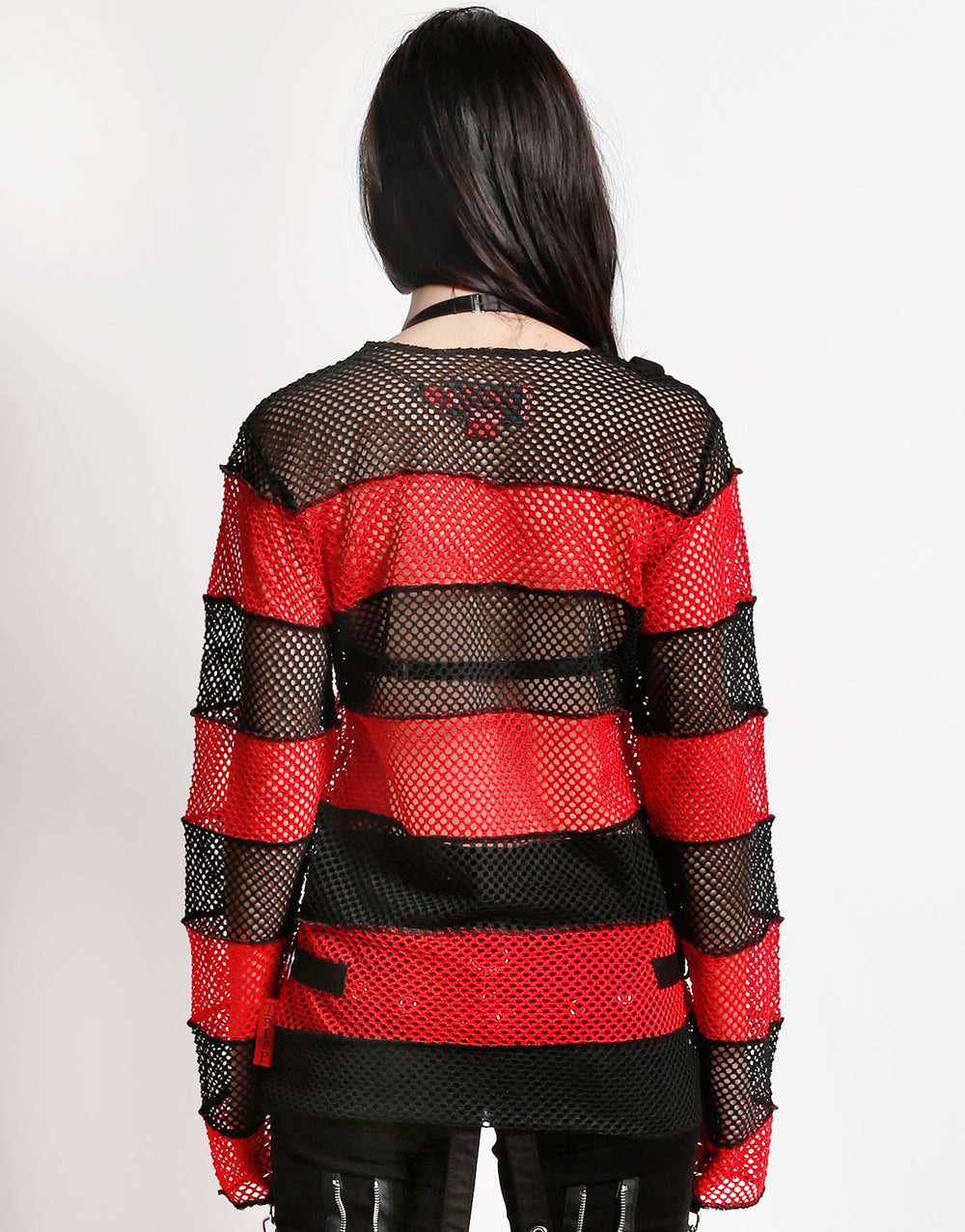 MEGA MESH STRIPE JERSEY BLACK/RED