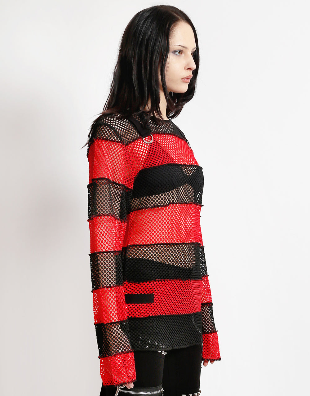 MEGA MESH STRIPE JERSEY BLACK/RED