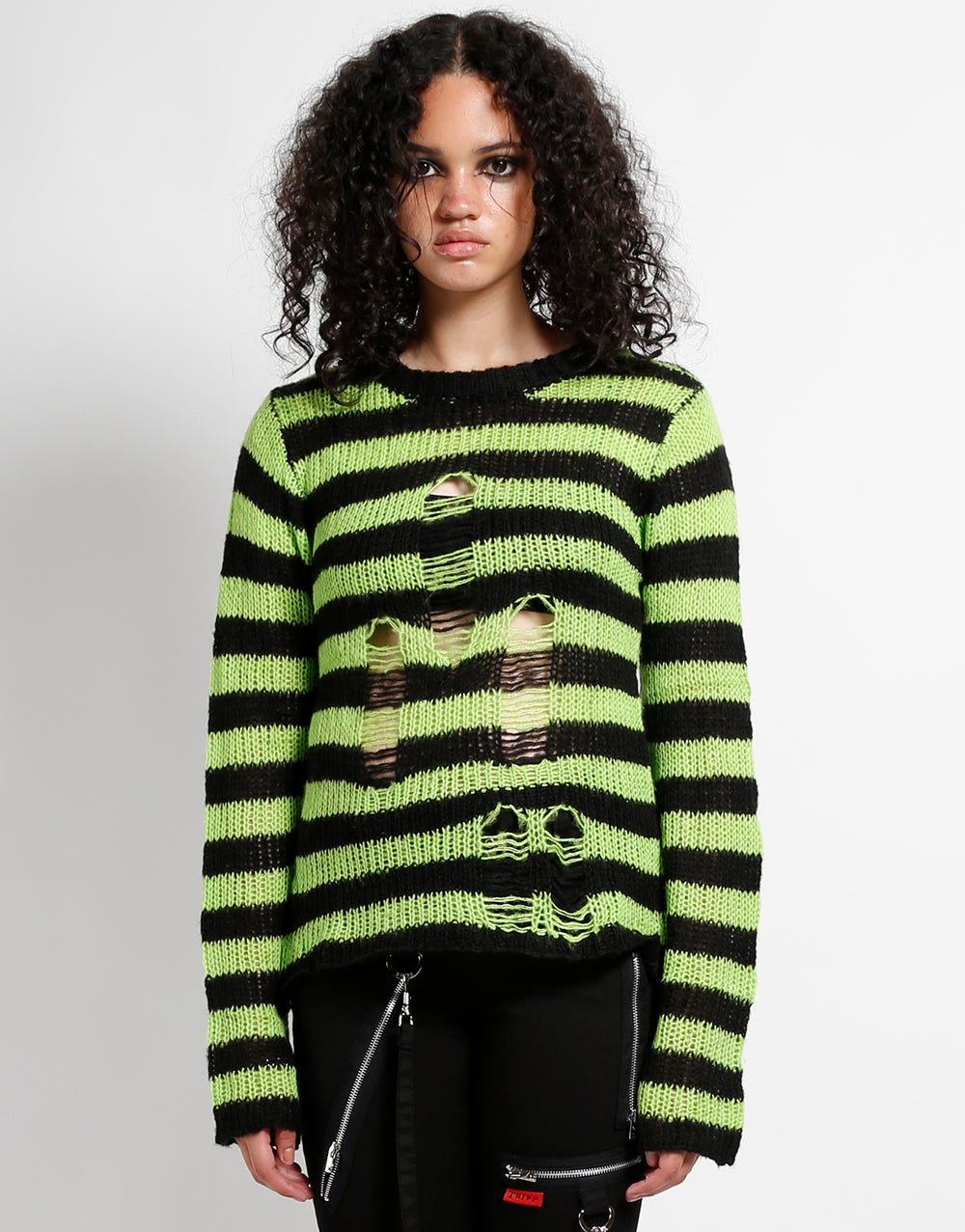 RAG STRIPE SWEATER LIME