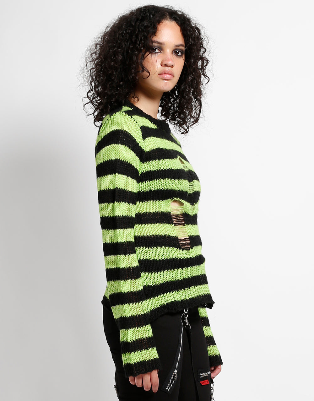 RAG STRIPE SWEATER LIME