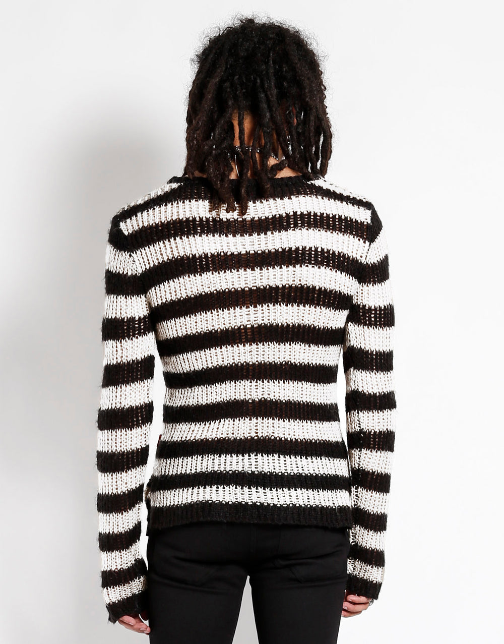 RAG STRIPE SWEATER WHITE