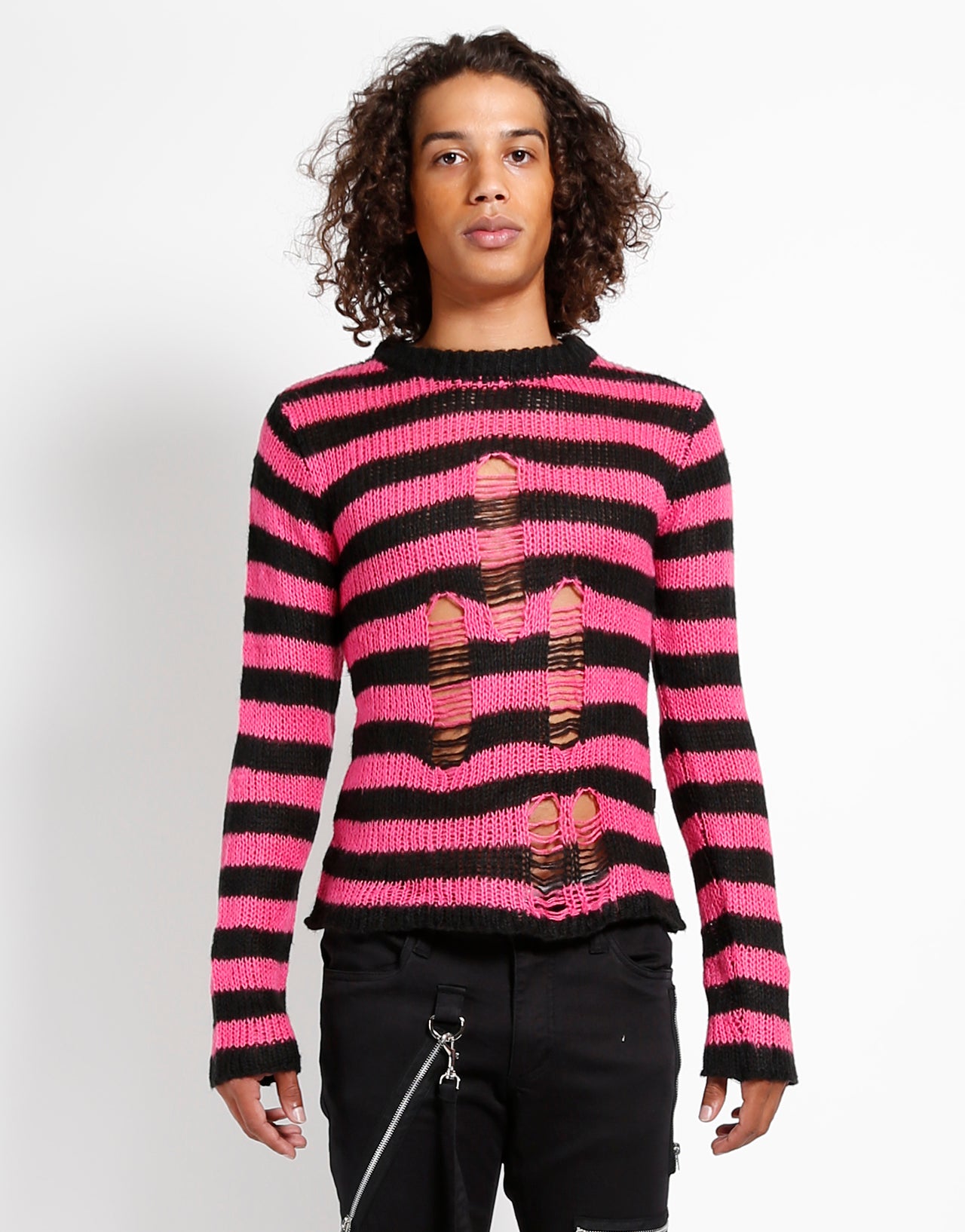 RAG STRIPE SWEATER PINK – TRIPP NYC