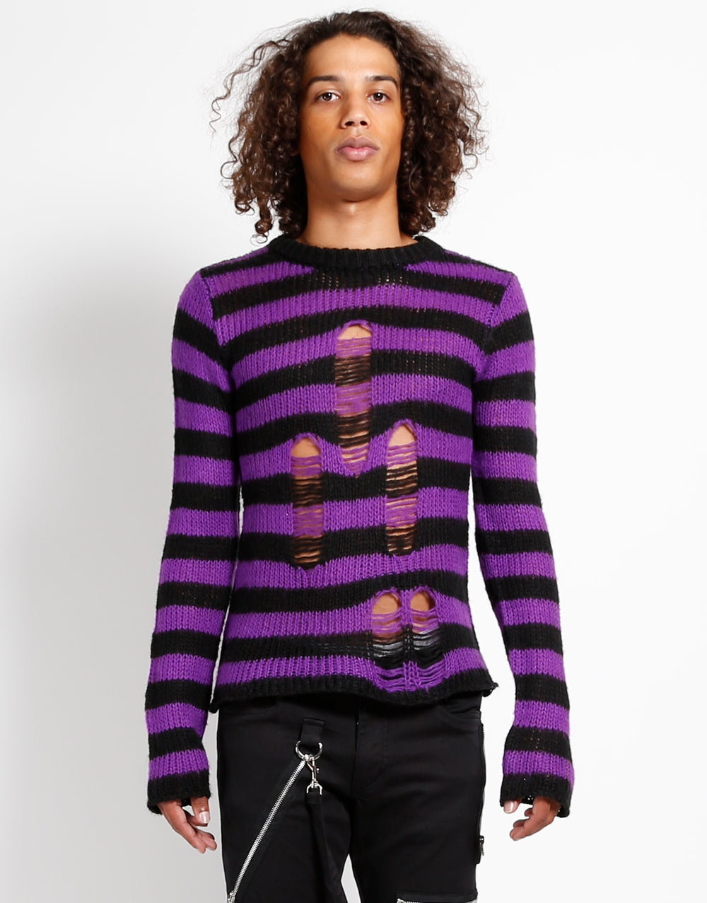 RAG STRIPE SWEATER PURPLE