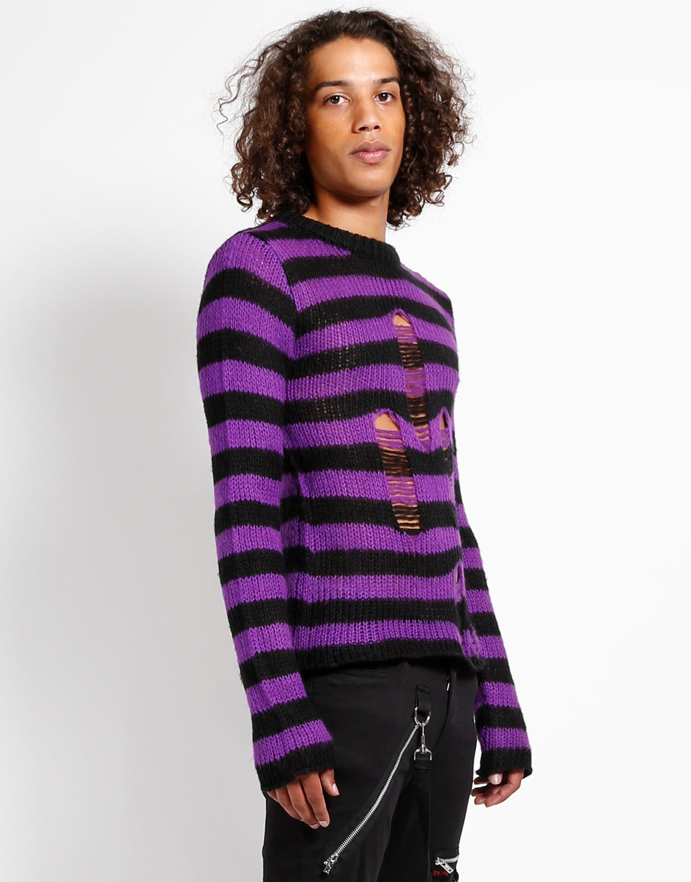 RAG STRIPE SWEATER PURPLE