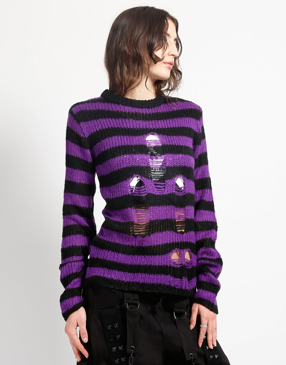 RAG STRIPE SWEATER PURPLE