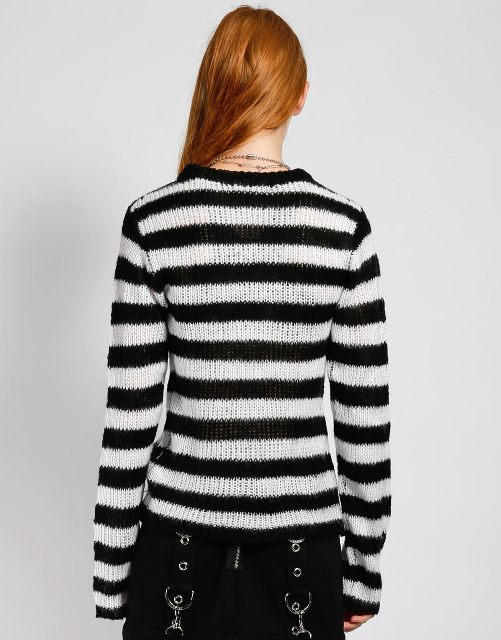 RAG STRIPE SWEATER WHITE