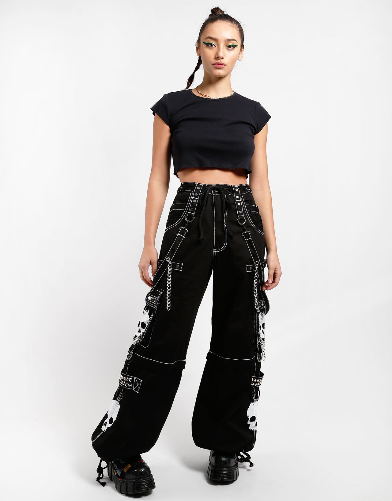 TRIPP NYC - FAUX LEATHER METALLIC EXTRA CROP TOP