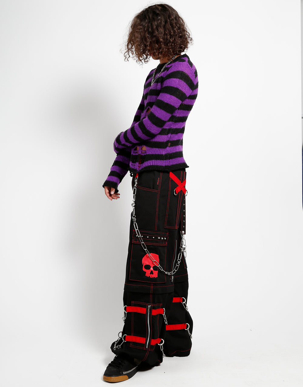 SKULL ZIP OFF PANT RED