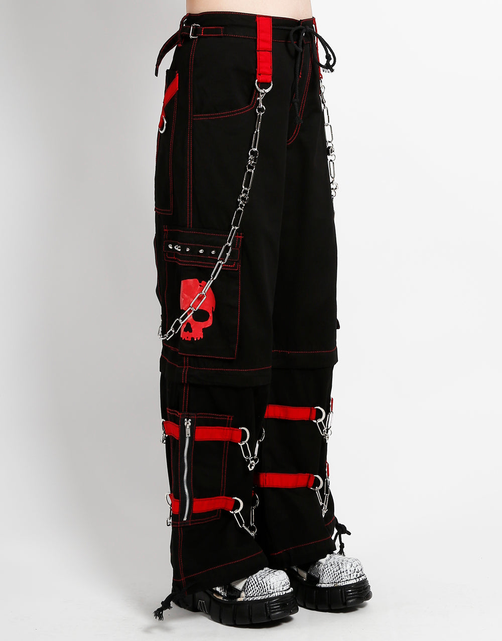 SKULL ZIP OFF PANT RED