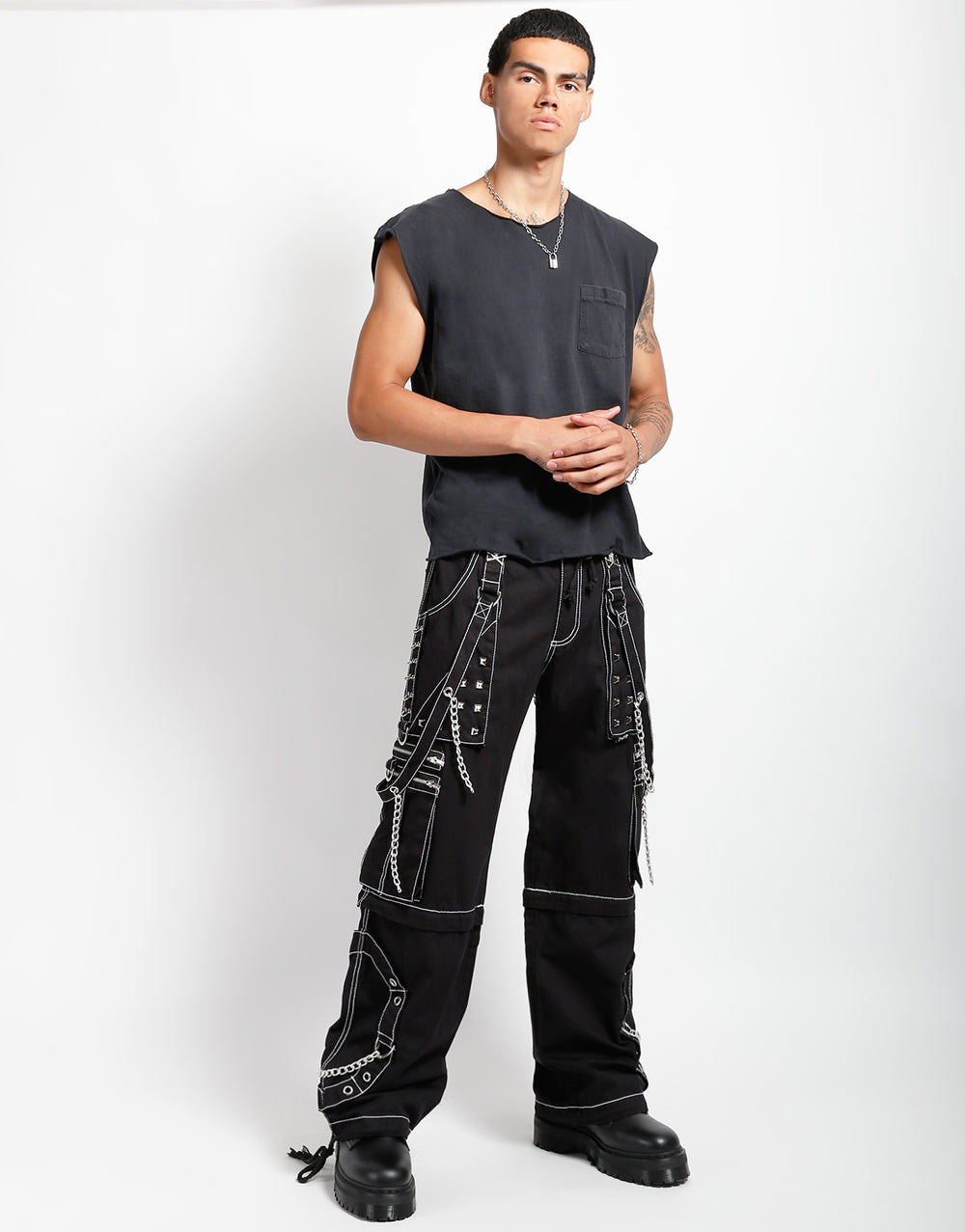 STEP CHAIN PANT WITH WHITE STITCH