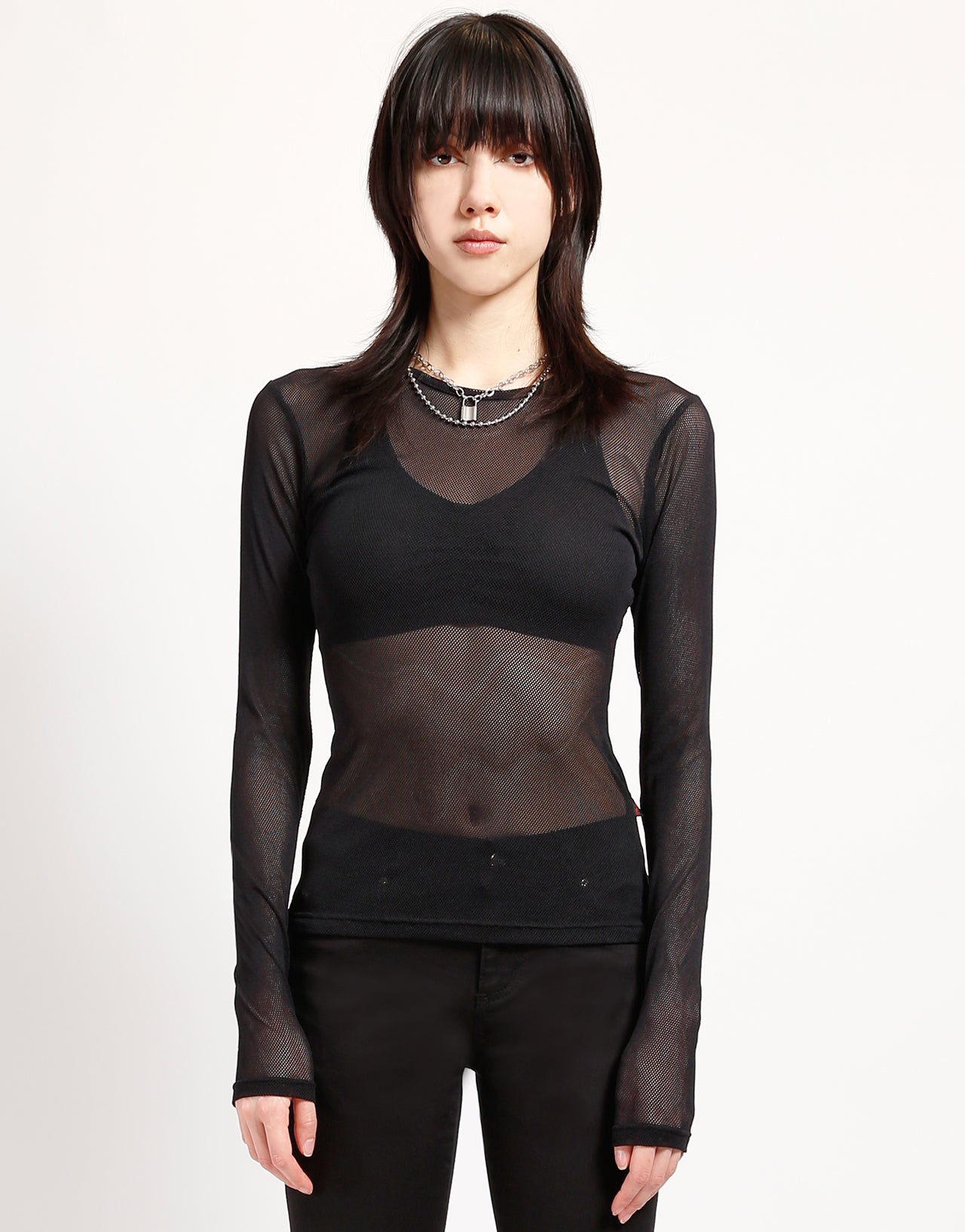 black fishnet mesh top