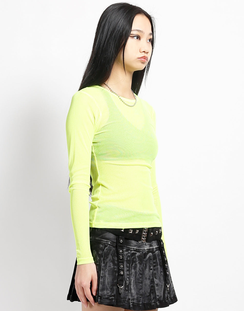 LADIES LONG SLEEVE FISHNET LIME