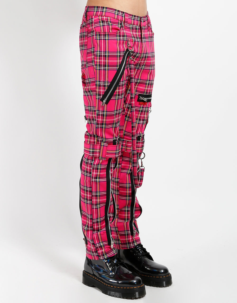 Plus Size Pink Plaid High Rise Pull On Skinny Stretch Pants Jacket Set