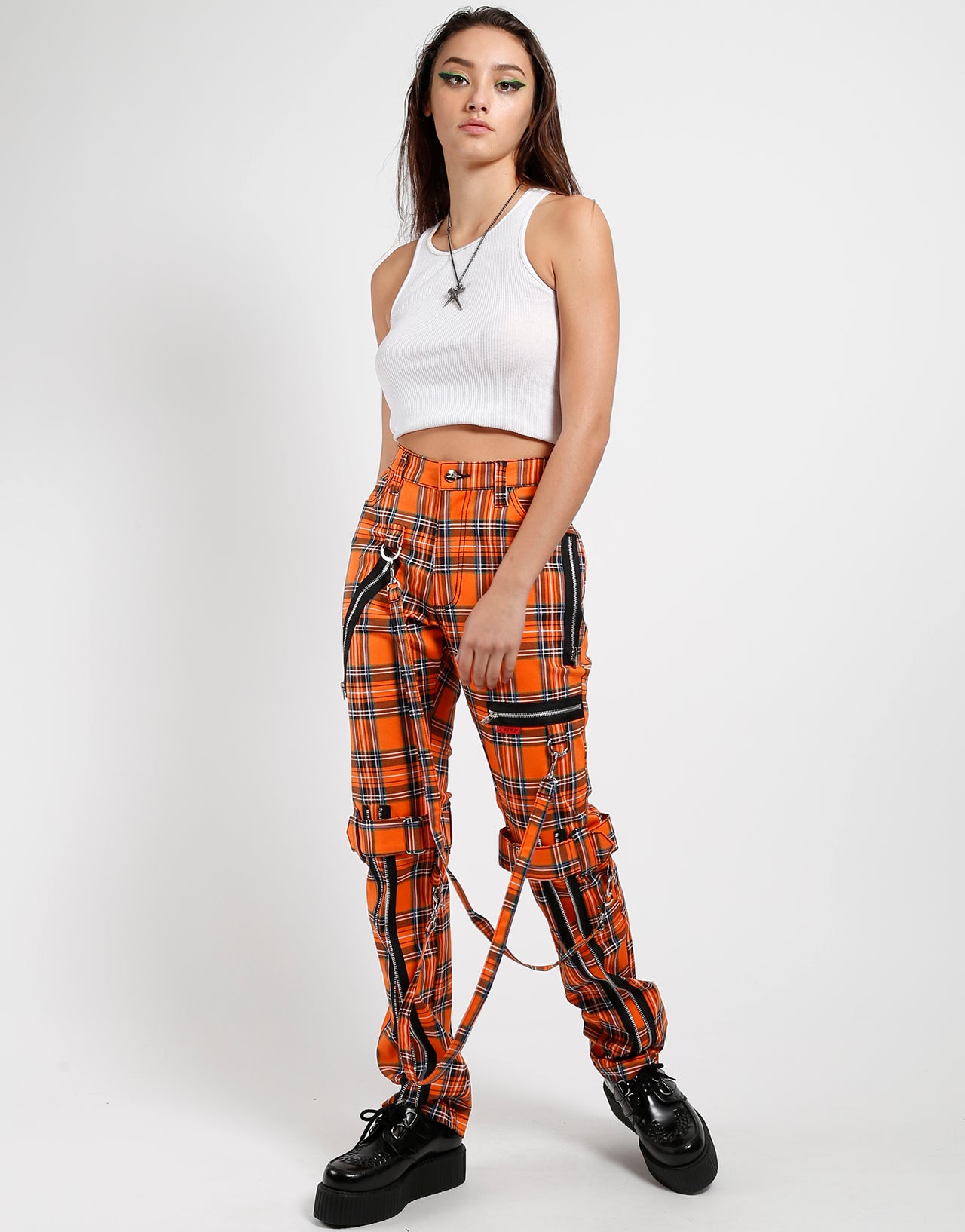 BONDAGE PANT ORANGE PLAID