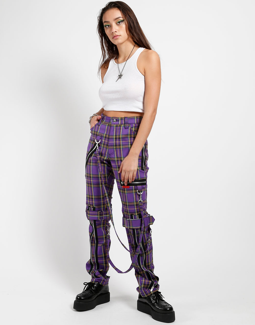 Grey/Purple Plaid Pants - JBD Clothiers