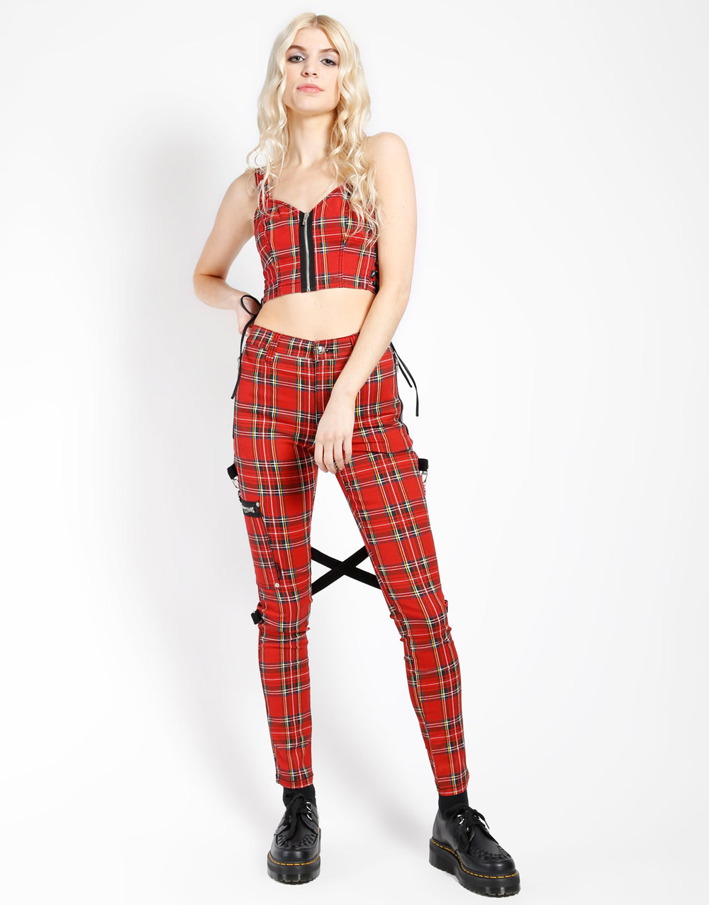 Red Tartan Checked Trousers Slim Plaid Pants (Made in the UK) | eBay