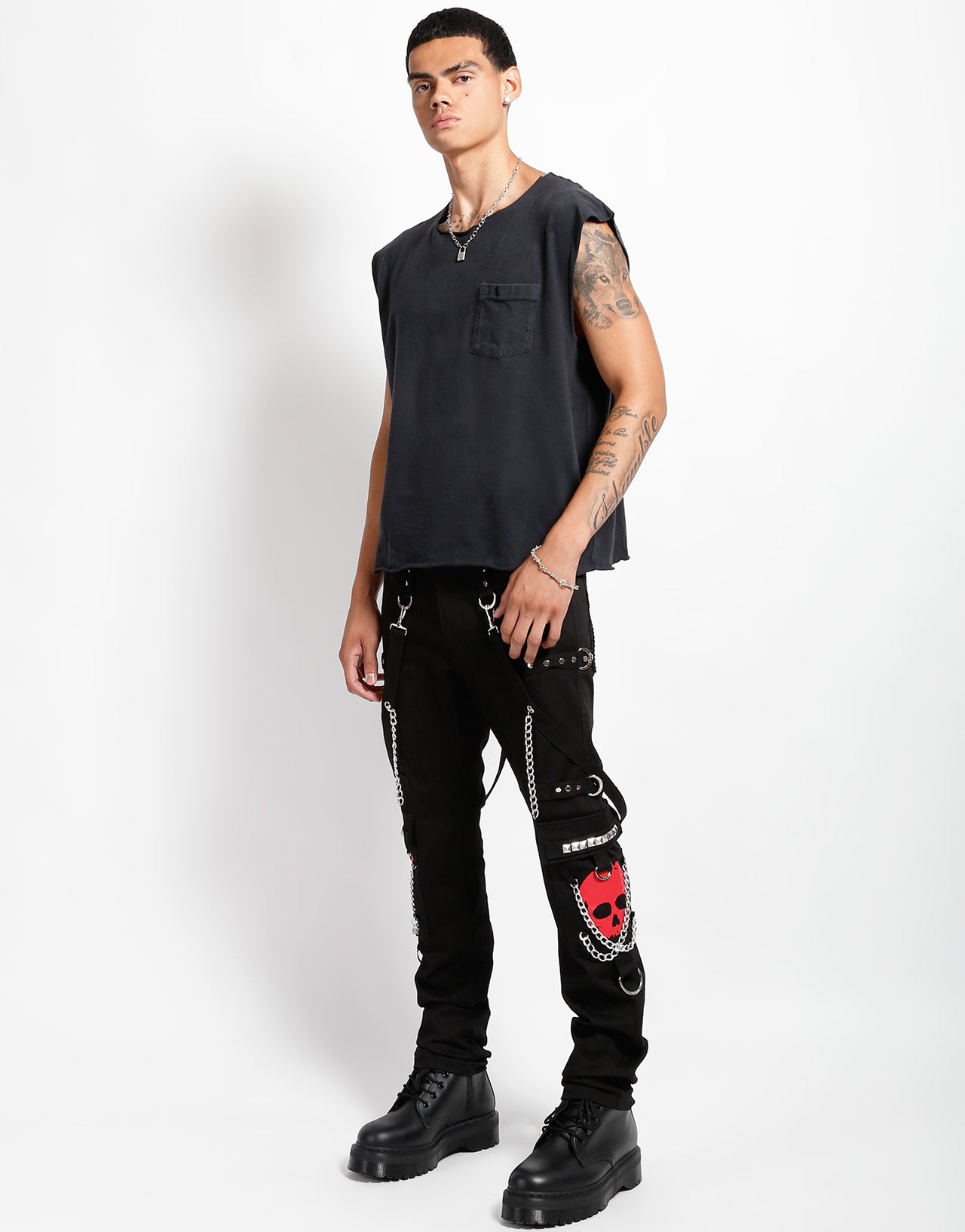 TRIPP NYC - X-STRAP PANT LIGHT BLUE DENIM TRIPP NYC - X-STRAP PANT LIGHT BLUE DENIM