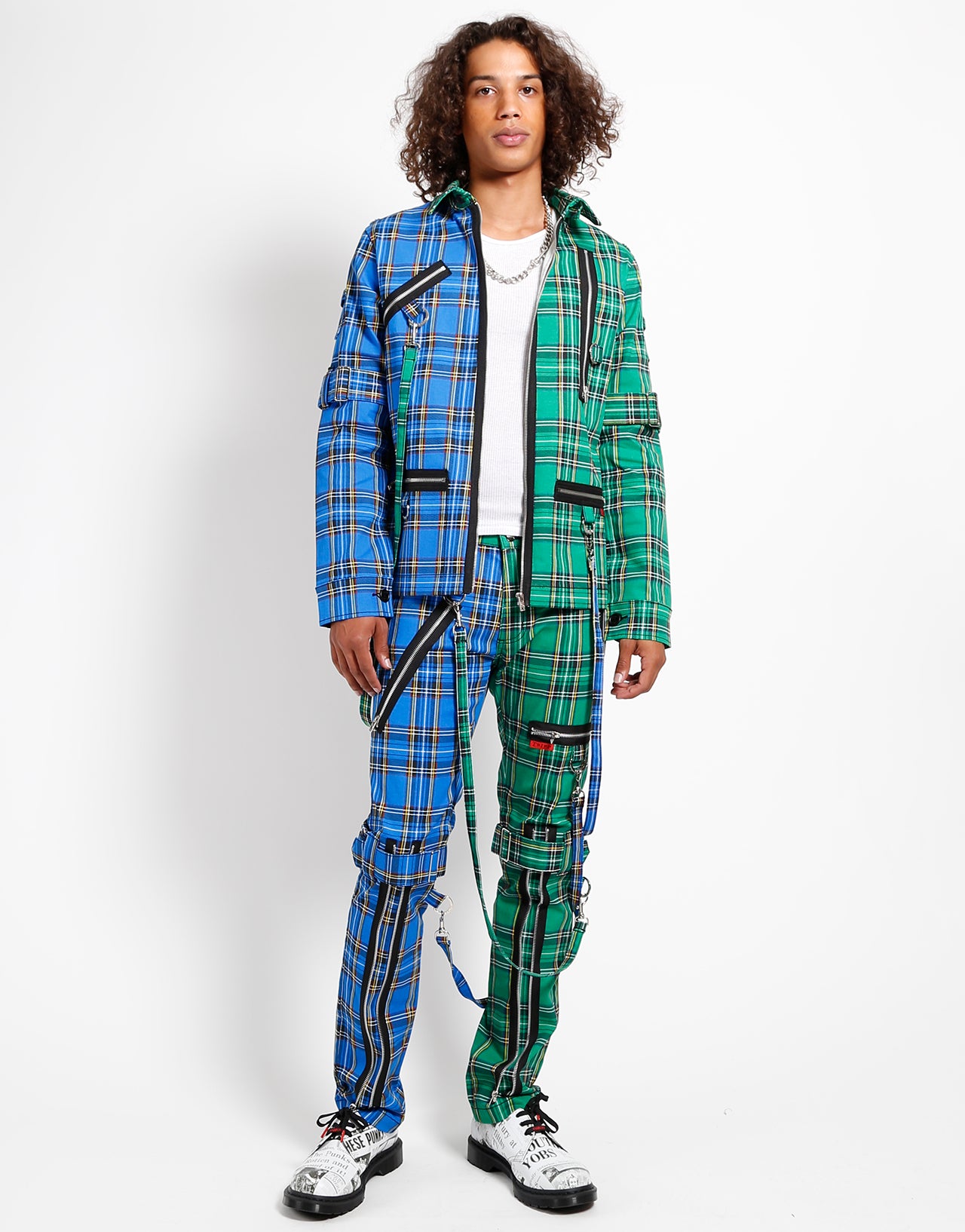 SPLIT PUNK JACKET BLUE/GREEN PLAID