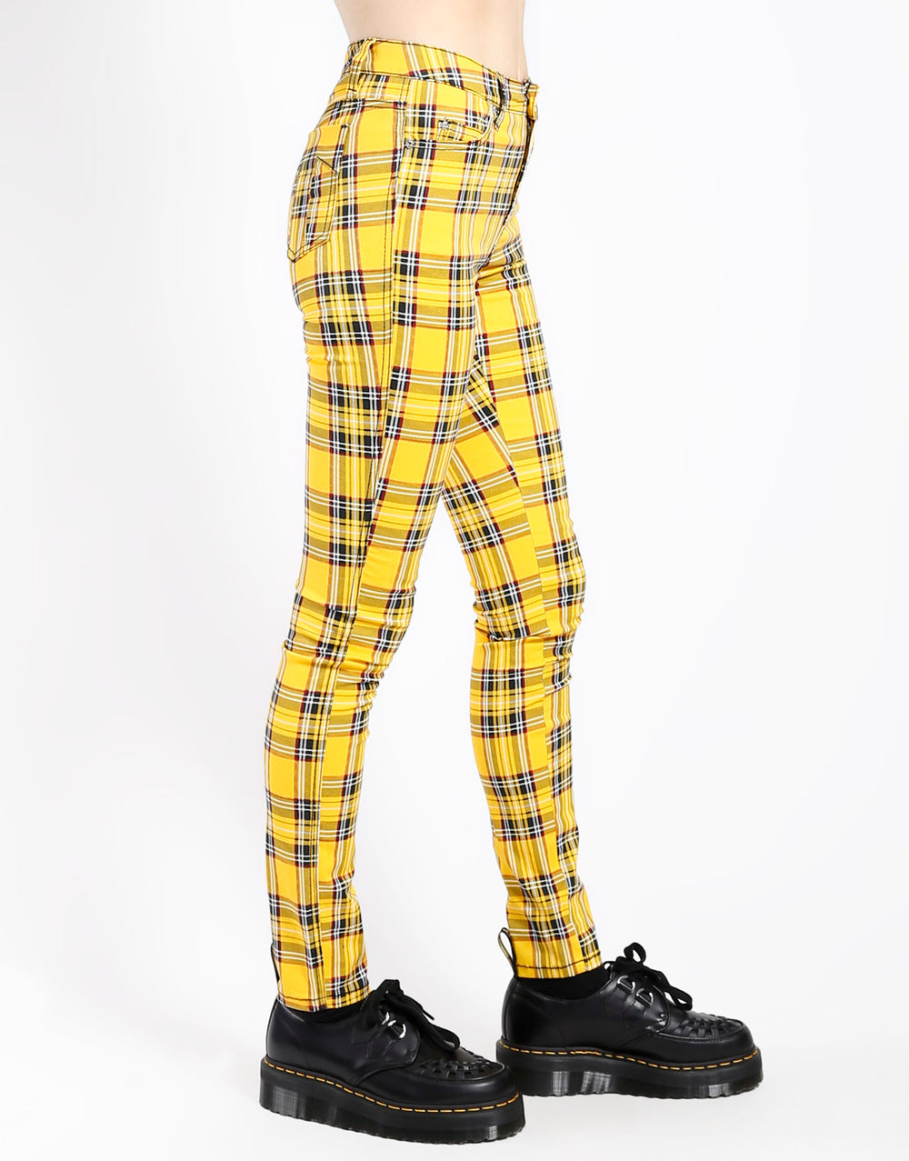 HIGH WAIST T-BACK JEAN YELLOW PLAID