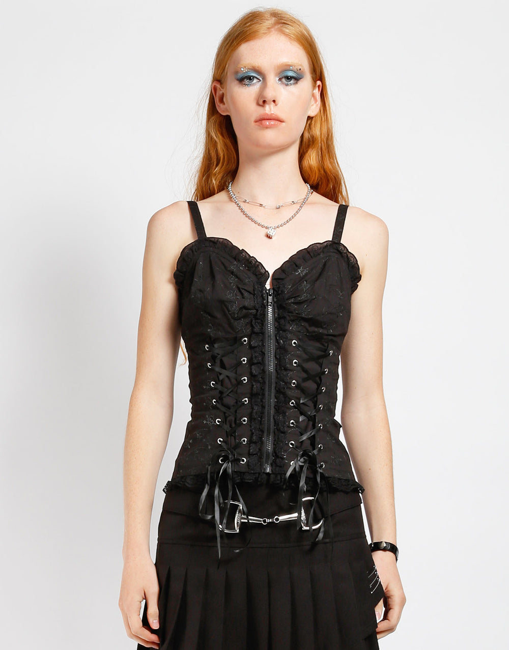 TRIPP NYC - SKULL EMBROIDERY CORSET