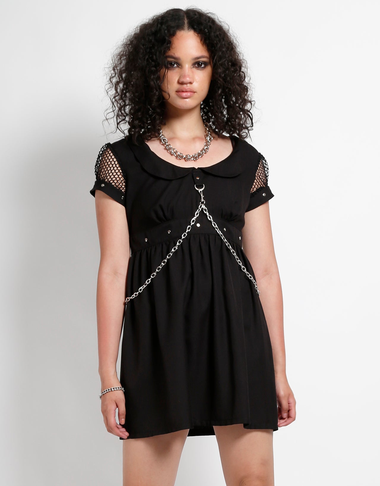 CHAIN STRAP DRESS Small / Black