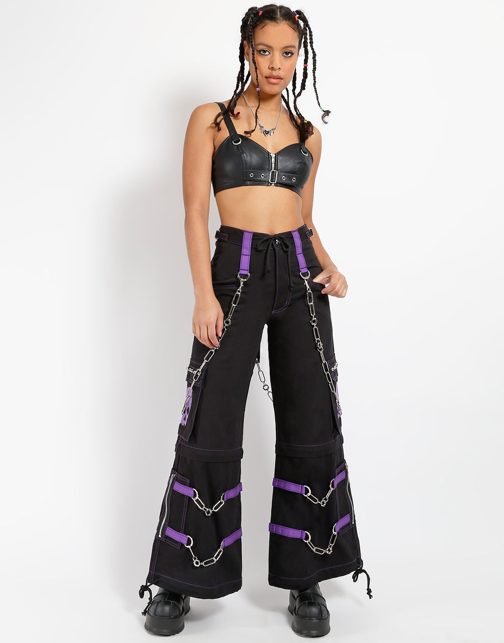 TRIPP NYC - FAUX LEATHER BUCKLE CROP HALTER
