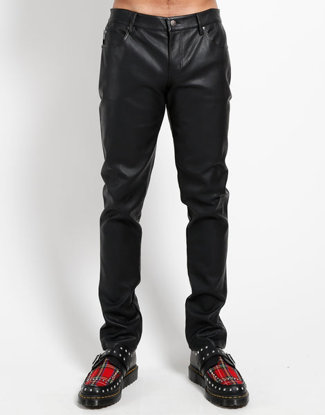 faux leather cigarette pants Asos Design Black Trousers ASOS Jumpsuits Asos Design Tall Stretch Leather 11 / Back Black Metallic Faux Leather Straight