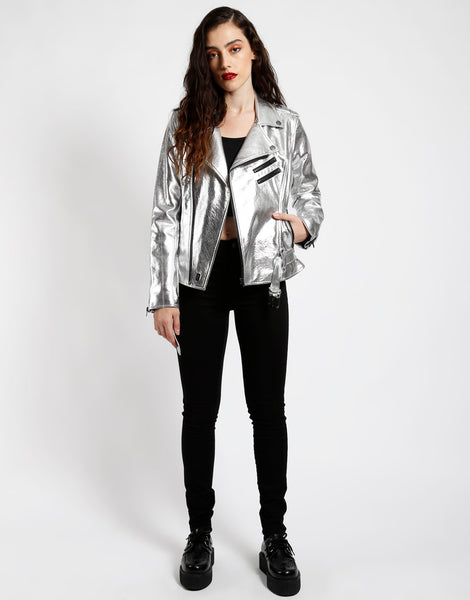 TRIPP NYC - METALLIC FAUX LEATHER MOTO